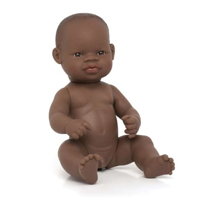 Afrikai baba - fiú, kopasz, fürdethető, 32 cm 12 hó+
