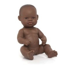 Afrikai baba - lány, kopasz, fürdethető, 32 cm 12 hó+
