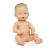 Ázsiai baba - lány, kopasz, fürdethető, 32 cm 12 hó+