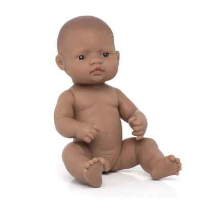Latin-amerikai baba - fiú, kopasz, fürdethető, 32 cm 12 hó+
