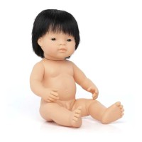 Ázsiai baba - fiú, hajas, fürdethető, 38 cm 12 hó+