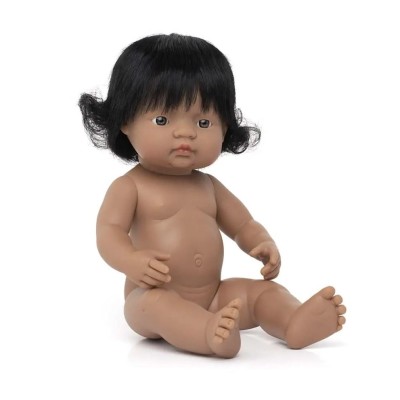 Latin-amerikai baba - lány, hajas, fürdethető, 38 cm 12 hó+