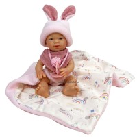 Lány baba rózsaszín szettben - fürdethető, 26 cm