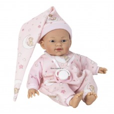 Csecsemő baba,rózsaszín rugdalózóban 26 cm