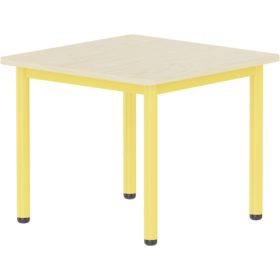 Emese juhar négyzet asztal - sárga fém lábbal, 52 cm