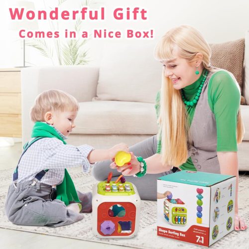 Készségfejlesztő kocka formabedobóval - 6 az 1-ben,  12 hó+