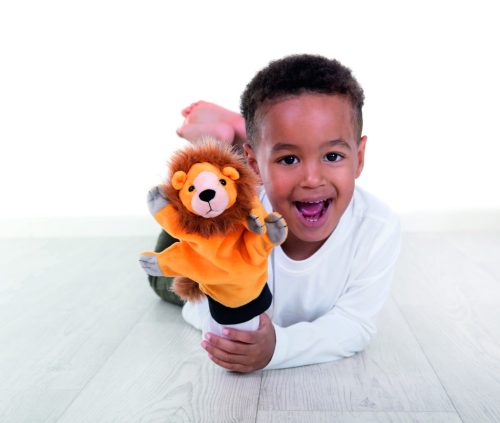 Plüss báb-oroszlán