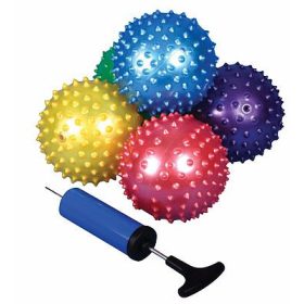   Tüskelabda készlet, pumpával - 25 db 10 cm átmérőjű, puha, érzékelő labda