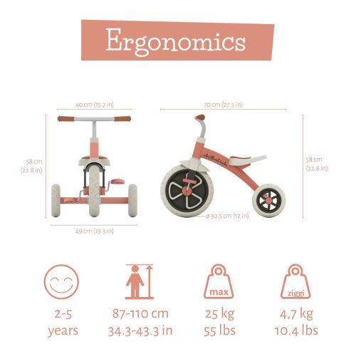 Tricikli, lazacszínű 24 hó+