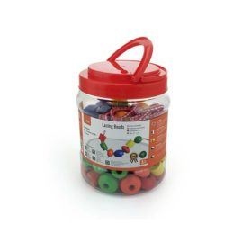 Fűzhető fa gyöngyök dobozban, 90 db-os