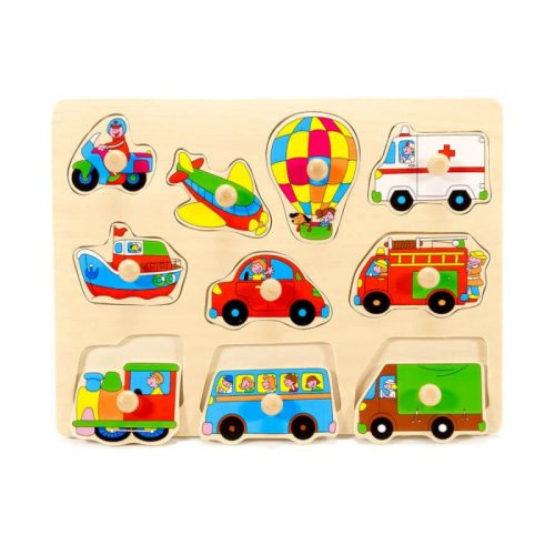 Fa fogantyús puzzle - Járművek 12 hó+
