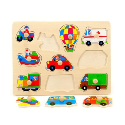 Fa fogantyús puzzle - Járművek 12 hó+