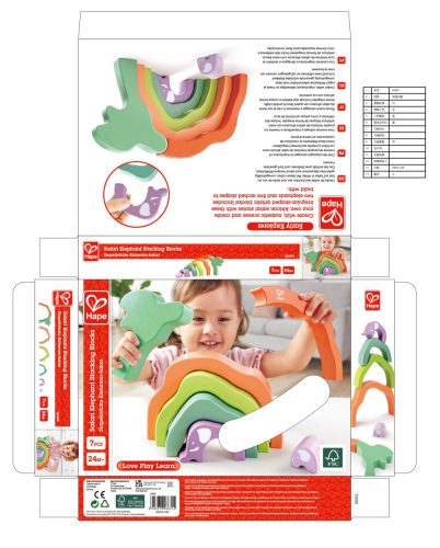 Hape Elefánt piramis - Montessori építő 24 hó+