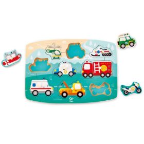 Hape Fogantyús Puzzle - Szirénázó Járművek 24 hó+