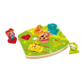   Hape Állatok a farmon - formaillesztő, hangzó puzzle 18 hó+