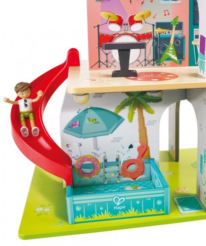 Hape Interaktív zenélő babaház csúszdával