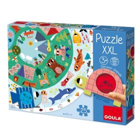   Állati bújócska szárazon és vízen- Vidám felfedező XXL puzzle, GOULA