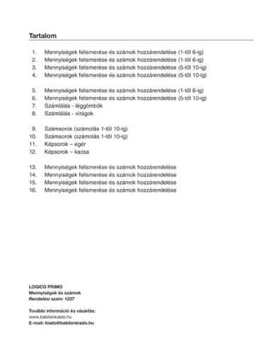 Logico Primo-Mennyiségek és számok
