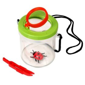 Nyakbaakasztós bogárnéző nagyítópohár és csipesz