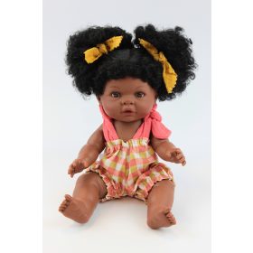 Néger baba - lány, hajas, fürdethető, 37 cm 24 hó+