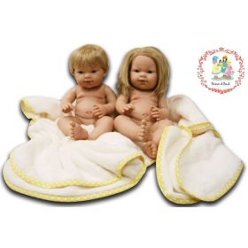 Európai Baba - lány, hajas, fürdethető, 37 cm 24 hó+