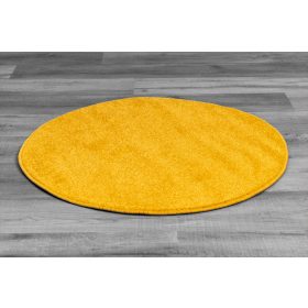 Zora egyszínű körszőnyeg Sárga 80 cm átmérőjű